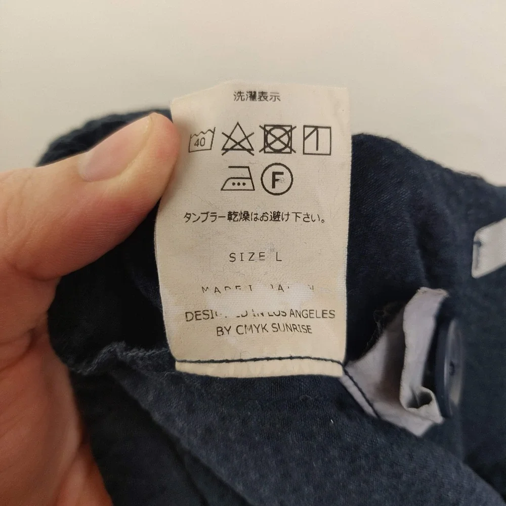 Smock Mens Pants Large Navy Blue Seersucker Elastic Waist Taper Japanese Cotton